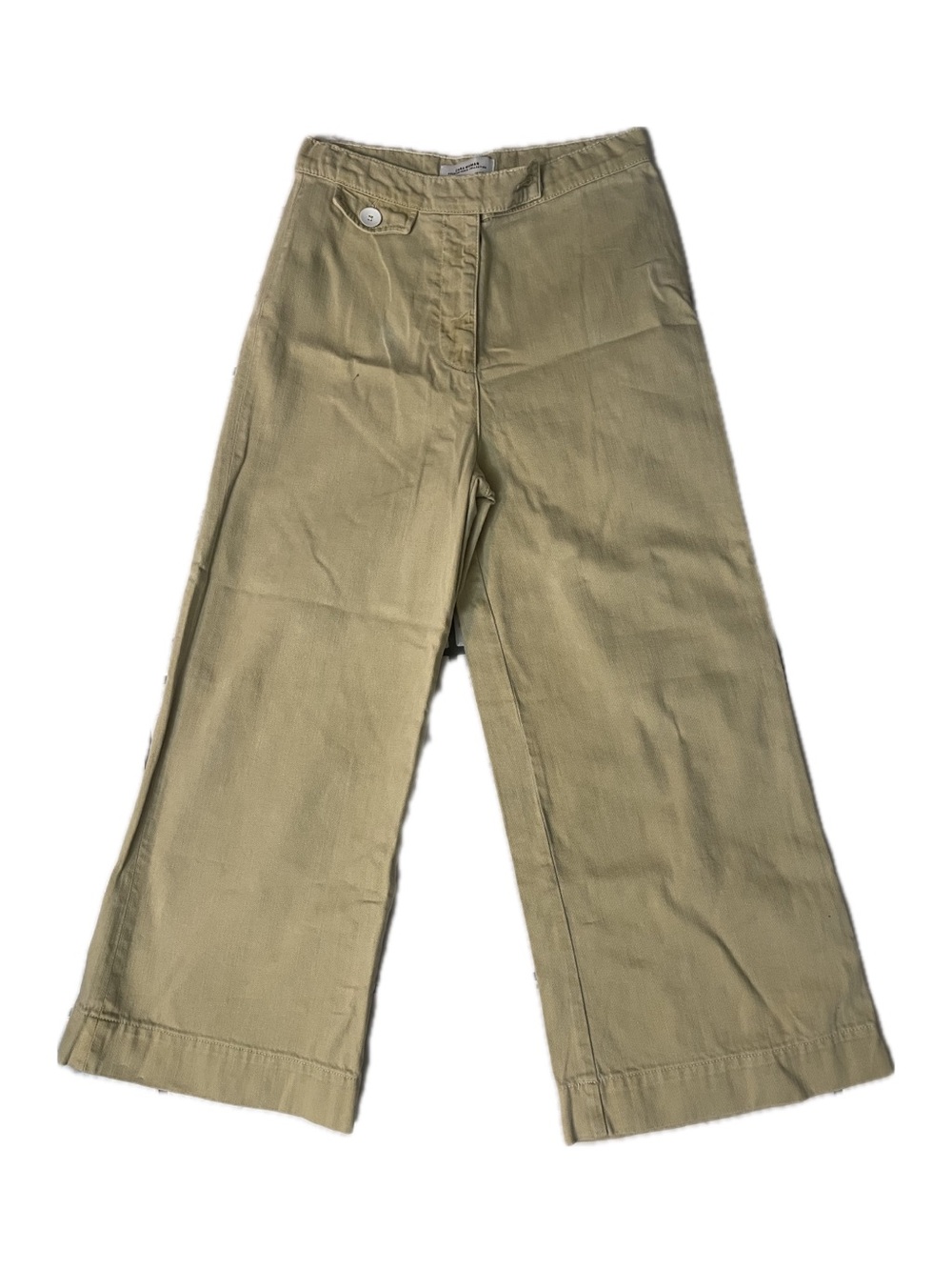 Zara Wide-Leg Cotton Pants in Olive Tan